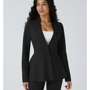 HALARA  Neck Single Front Work Peplum Jacket EUC